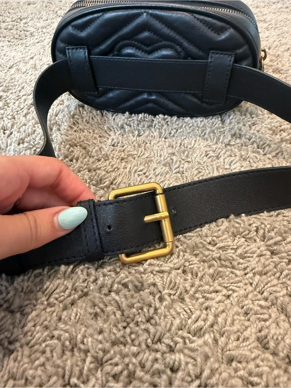 Gucci Marmont Black Quilted Leather Belt Bag